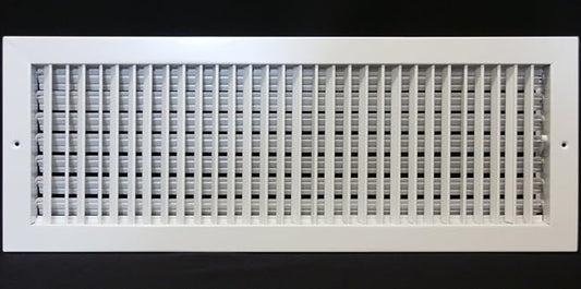 24"w X 6"h Adjustable AIR Supply Diffuser - HVAC Vent Cover Sidewall or Ceiling - Grille Register - High Airflow - White [Outer Dimensions: 25.75"w X 7.75"h]