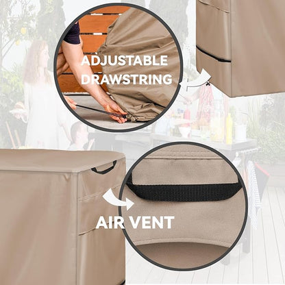 Outdoor Dining Cart Cover - Heavy Duty Waterproof Cover for Royal Gourmet Cart Flattop Worktable, Coverage Includes Outdoor Utility Cart,Tabletop Griddle and Propane Tank.Khaki