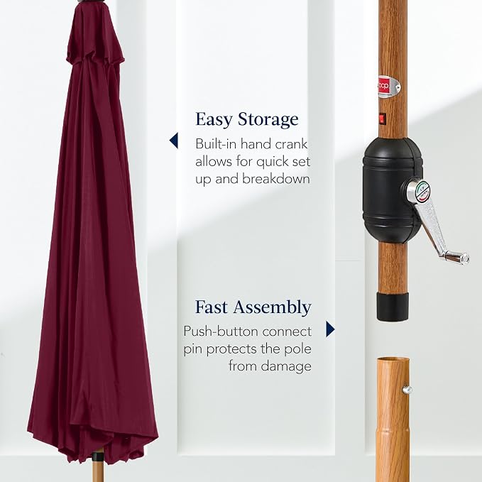 Best Choice Products 10ft Solar Market Patio Umbrella w/Woodgrain Pattern Pole - Image 7