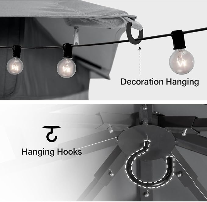 12'x12' Outdoor Gazebo, Heavy Duty Metal Frame Patio Canopy - Image 6