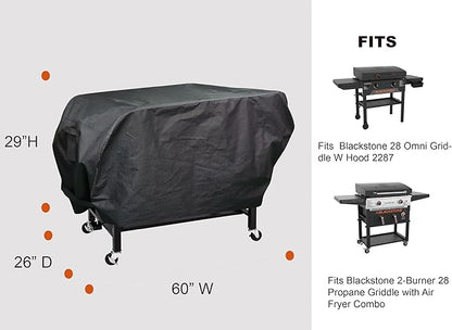 RPET Fabric Cover for Flat Griddle Cover, Black；Fit 28" griddles with Hood Similar Blackstone 5483
