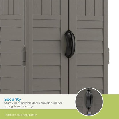 Suncast 22 Cu Ft, Vertical Storage Shed, Pad-Lockable Double Doors - Image 8