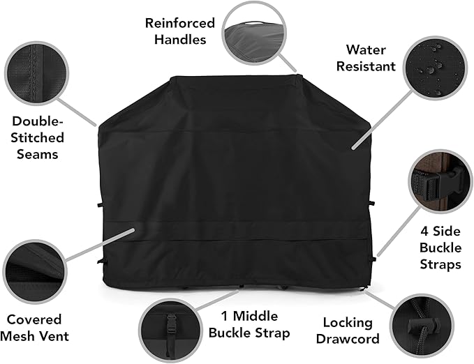 Covermates Grill Cover - Weather Resistant Outdoor Cover, Heavy Duty BBQ Covers for Large Outdoor Kitchen, Ultima 600D Polyester, 80 Inch, Ripstop Black