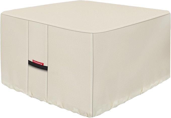 Porch Shield Fire Pit Cover - Waterproof 600D Heavy Duty Fade Resistant Square Patio Fire Pit Table Cover Beige - 44 x 44 inch