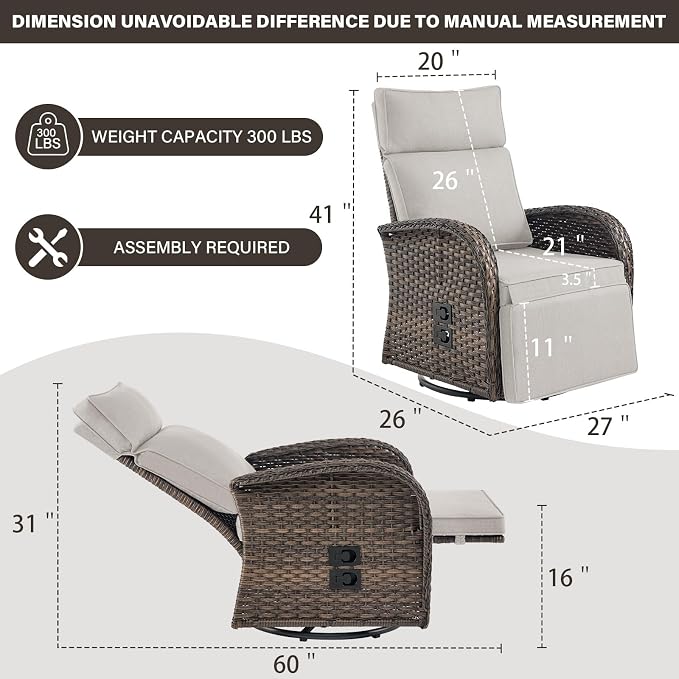 Dual-Adjust Outdoor Swivel Recliner Chair – Reclining Patio Chair - Image 2