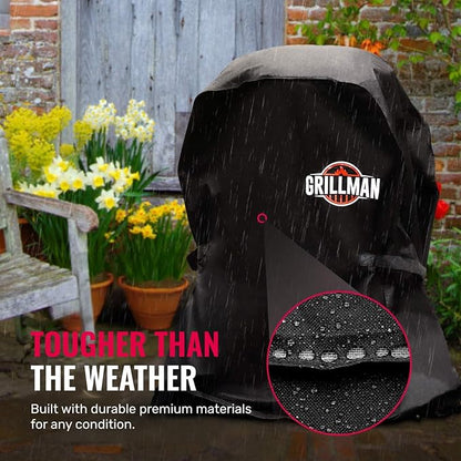 Grill Cover by Grillman, Black, 30 Inch, BBQ Outdoor Grill Covers, Charcoal & Gas Grills, Waterproof, Rip-Proof, Weather-Resistant, Anti-UV, Barbecue Cover for Weber, Genesis, Charbroil, Nexgrill, etc
