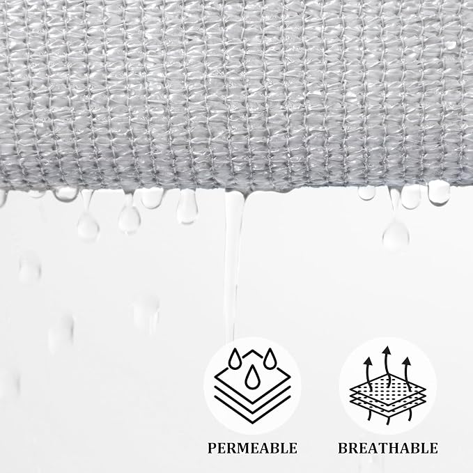 Shade&Beyond Rectangle Sun Shade Sail 20'X20' Permeable Canopy Light Grey - Image 3