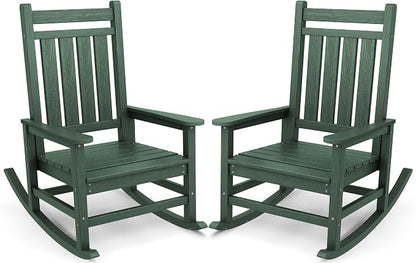 SERWALL Outdoor Rocking Chair Set of 2, HDPE Rocker by SERWALL