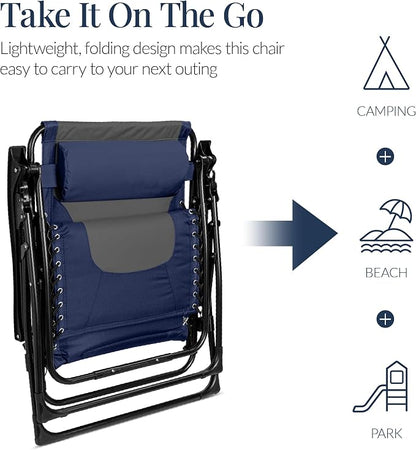 Best Choice Products Oversized Padded Zero Gravity Chair, Folding Outdoor Patio - Image 6