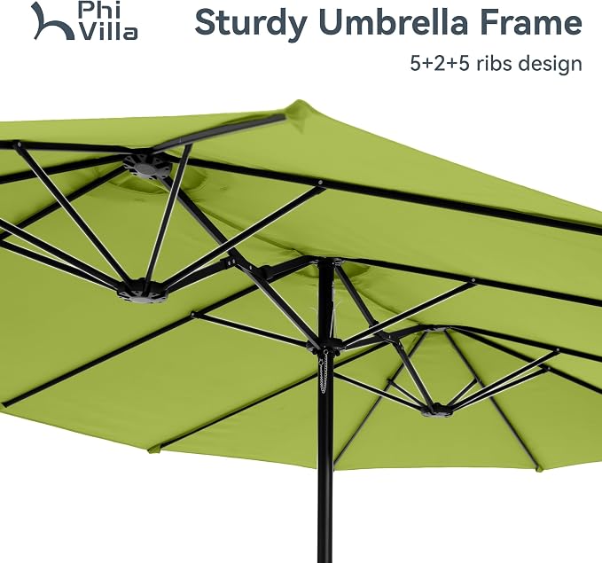 PHI VILLA 15ft Large Outdoor Patio Umbrella - Image 8