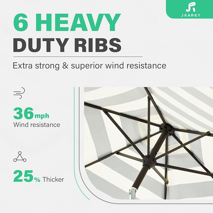 JEAREY 7.5 ft Outdoor Patio Umbrella, Table Umbrella, Tilt & Crank lift - Image 9