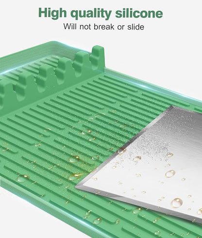 Silicone Griddle Tools Mat for Blackstone - Large Silicone Spatula Mat with Drip Pad - Griddle Mats BBQ Grill Accessories - Side Shelf Mats Grill Pad for Blackstone Griddles Accessories (Light Green)