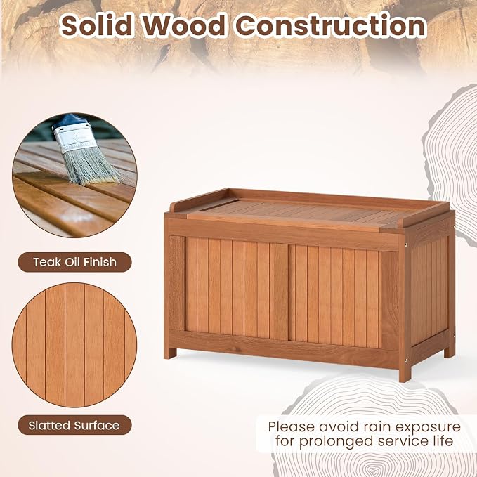 RELAX4LIFE Wood Deck Box, 52 Gallon Backyard Storage Bin Container - Image 4