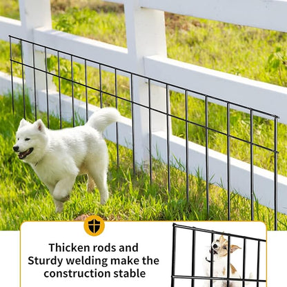 Adavin Small/Medium Animal Barrier Fence,15 Pack 24 in(L)X 15 in(H) Underground Decorative Garden Fencing, Dog Rabbits fences Black Metal Fence Panel Ground Stakes for Outdoor Patio.Total length 30 Ft