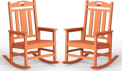 Oversized Outdoor Rocking Chairs Set of 2, 380lbs Heavy-Duty Large Patio Rocker by CIOKEA