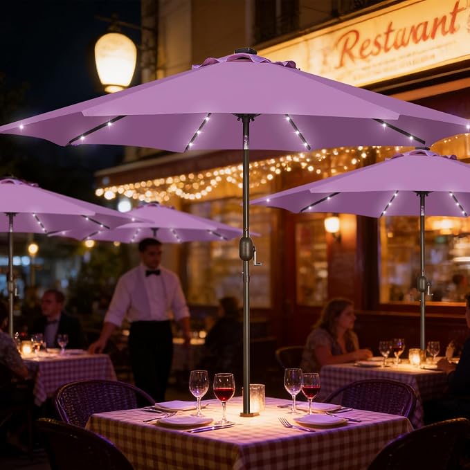 9 ft Solar Umbrella, Patio Umbrella - Image 7