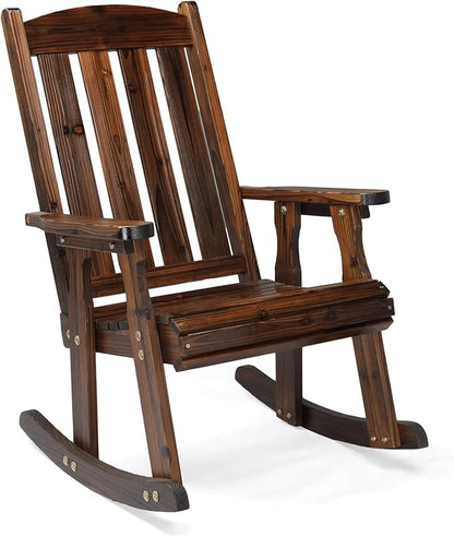 VINGLI Heavy Duty 600 LBS Outdoor Wooden Rocking Chair by VINGLI