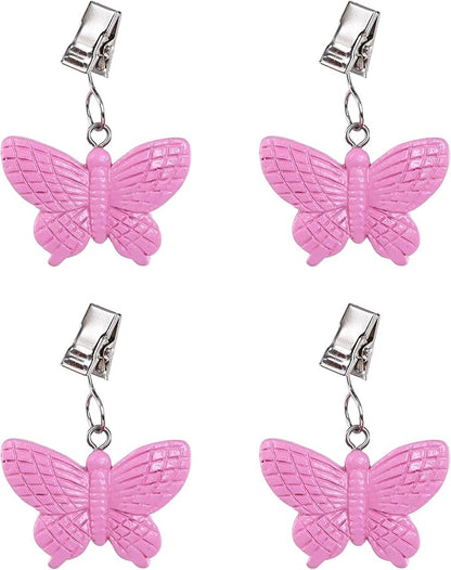 TwoFish Home Set of 4 Pink Butterfly Tablecloth Weights Clips Pink Butterfly Handicraft Tablecloth Clamps Pack of 4