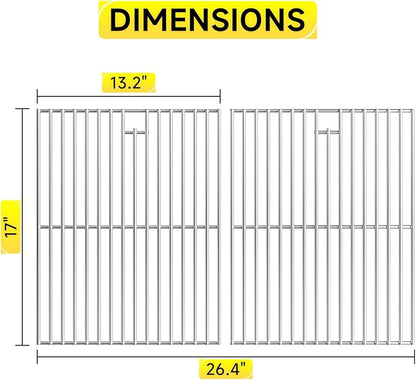 17 inch Stainless Steel Cooking Grates for Home Depot Nexgrill 720-0830H, 720-0830D, 720-0783E, 720-0783C, Heavy Duty Grill Replacement Parts for Kenmore Uniflame GBC981, 2 Pack