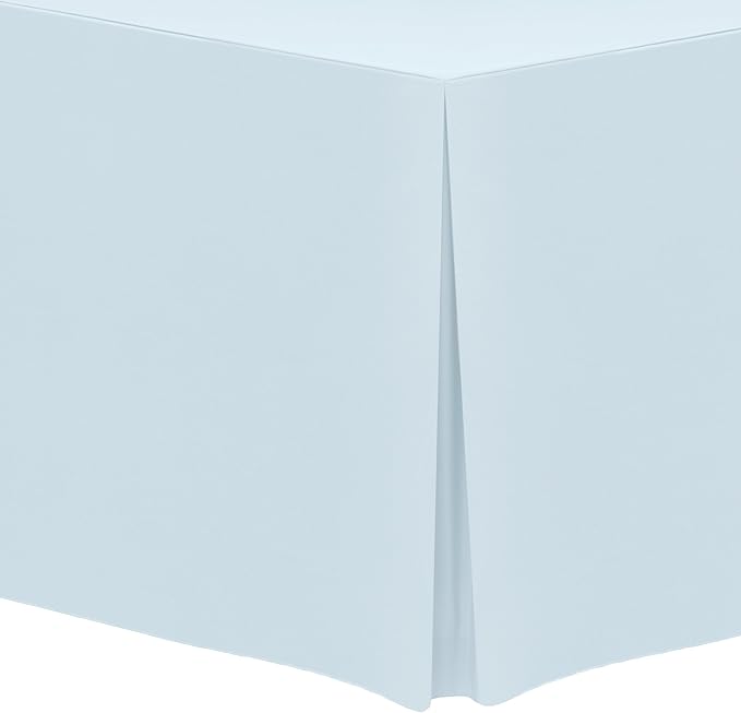 Ultimate Textile 5 ft. Fitted Polyester Tablecloth - Fits 30 x 60-Inch Banquet and Folding Rectangular Tables - 42" H, Ice Blue