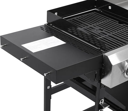 2-Burner Hybrid Grill with Flat Top, 38200 BTU for Backyard & Patio, Perfect for BBQ and Teppanyaki, Features Large Cooking Area & Durable Enamel Construction (2+2 PLANCHA)