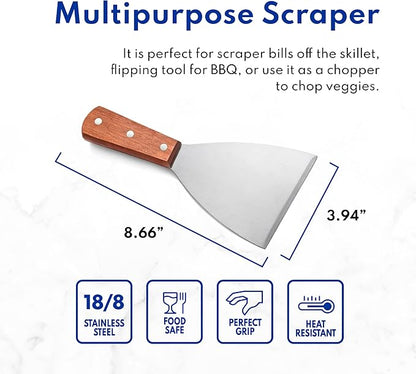 New Star Foodservice 38309 Wood Handle Slant Edge Grill Scrapers, 4 by 8.5-Inch