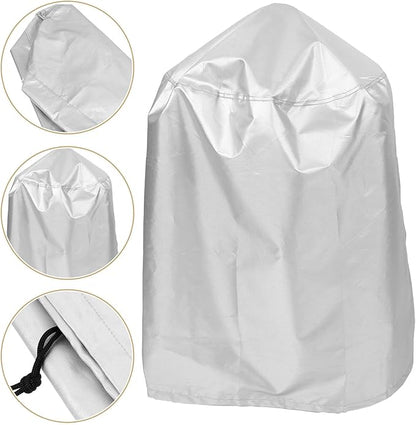 Mikikit Polyester Outdoor Grill Cover BBQ Barbecue Protective Cover with Drawstring Heavy Duty Round Grill Dustproof Shield for Patio Cooking