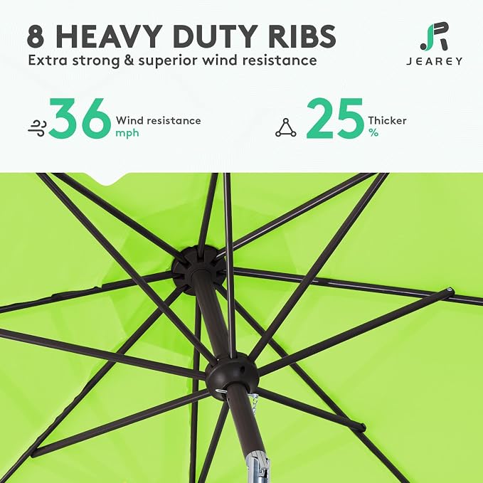 JEAREY 9FT Outdoor Patio Umbrella, Market Umbrella, Apple Green | Outdoor Table - Image 5
