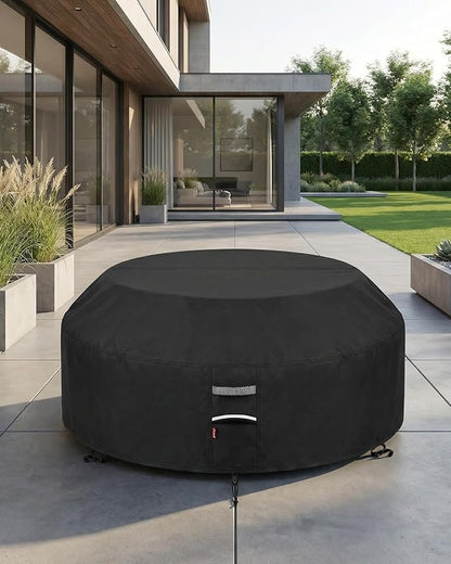 90"D Outdoor Patio Furniture Covers Waterproof Picnic Table Cover Round Patio Table Cover Fits 8-Sided Octagon Tables 420D Material