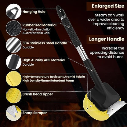 Steam Grill Scruber Brush for Outdoor Sponge Grill-Steam Grill Cheaning Scraper BBQ Brush-BBQ Accessory Grill Heavy Duty Brush for Grill Cleaning Scraper + Bristle Free Grill Brushs for Any Grill