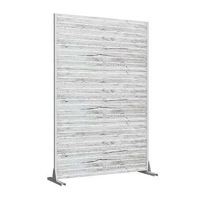 Casaphoria 72" H x 47" W Metal Outdoor Privacy Screen, Freestanding Decorative Divider for Patio, Deck, Balcony, and Garden with Stable Base, White-Veneer