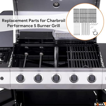 BQMAX 17 Inch Grill Grate Kit for Charbroil Performance 5 Burner Grill 463449021 463451022 463448021 463450022 463455021 G426-0005-W1, Cooking Grate for Charbroil Grill Replacement Parts 5 Burner