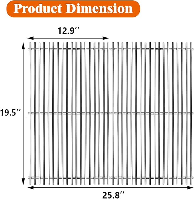 19.5" Stainless Steel Cooking Grates for Weber Genesis 300 Series, Weber Genesis Grill Parts for Genesis E310 E320 E330 S310 S320 S330, Replacement Parts for Weber 7528/7524