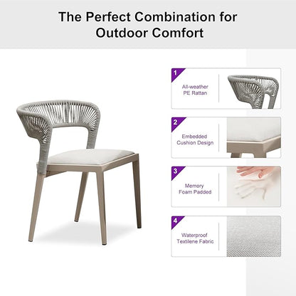 PURPLE LEAF 9 Pieces Outdoor Dining Set Patio Table and Chairs Set Aluminum Rattan Wicker Patio Dining Set for Lawn Backyard Deck Champagne with Counter Stools
