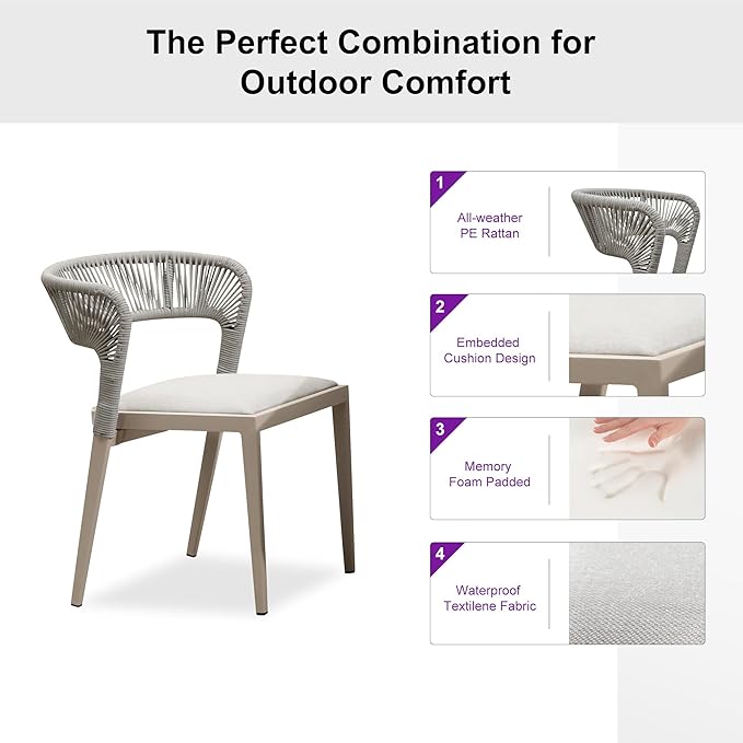 PURPLE LEAF 11 Pieces Outdoor Dining Set Patio Dining Furniture Aluminum Wicker Rattan Outdoor Dining Extended Upgrade Table and Chairs for Lawn Garden Backyard Champagne