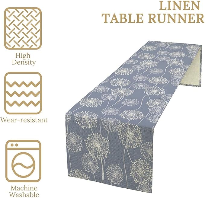 Dandelions Farmhouse Table Runner,Vintage Summer Fall Rustic Country Table Runner for Kitchen Coffee Dining Table Holiday Home Party Decor 13x120in