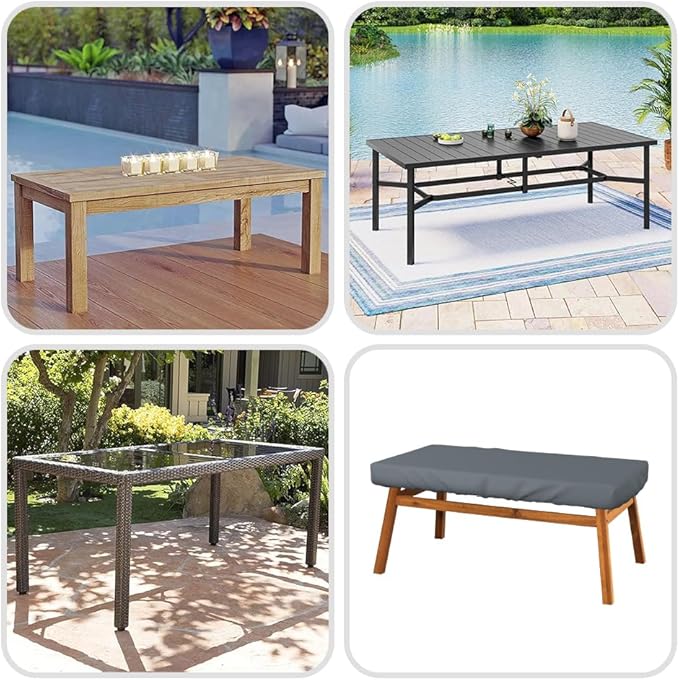 Covers & All Rectangle Table Top Cover, 12 Oz Waterproof UV & Weather Resistant Patio Table Cover, Outdoor Table Cover for Patio Furniture (90" L x 40" W x 5" H, Gray)