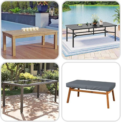 Covers & All Rectangle Table Top Cover, 12 Oz Waterproof UV & Weather Resistant Patio Table Cover, Outdoor Table Cover for Patio Furniture (85" L x 40" W x 5" H, Gray)