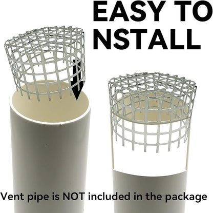 PVC Termination Mesh Vent Cover Cap, 304 Stainless Steel for 4.24" to 4.34" ID PVC Pipes – Furnace, Roof Vent, Exhaust Pipe Protector – Rustproof, Debris & Bird Guard – Conical Design for Max Airflow
