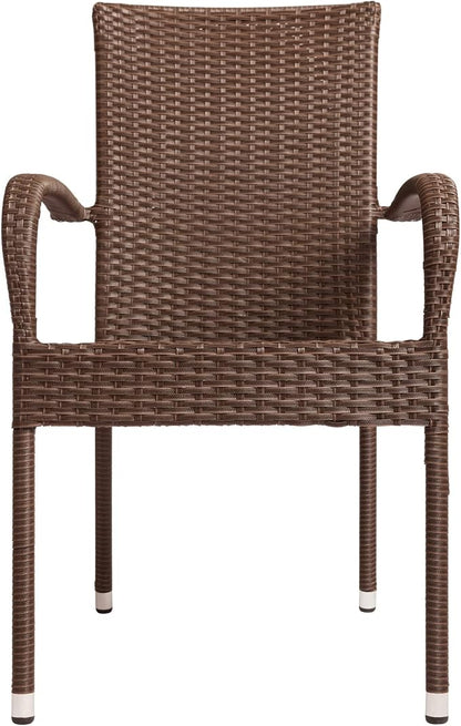 Patio Sense 62664 Morgan Outdoor Wicker Stacking Chairs, Powder-Coated Steel - Image 9