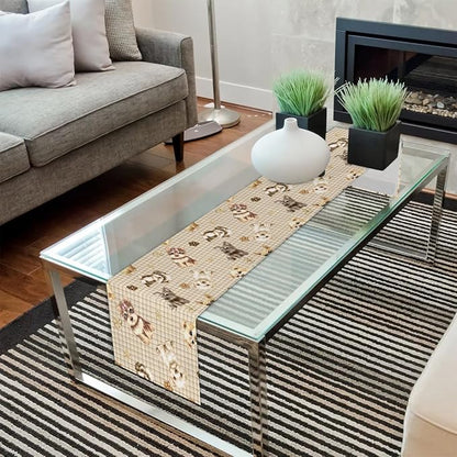 Cute Puppy Table Runner Kitchen Dining Table Runner 13*90in Table Center Decor for Indoor Outdoor Home Holiday Party