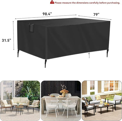 TUOKING Outdoor Furniture Covers Heavy-Duty 420D Waterproof Cover,All-Weather Patio Furniture Protector for Sofa,Chairs & Table-UV-Resistant,Anti-Tear Dustproof Covers (Black, 98.4"L x 79"W x 31.5"H)