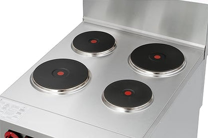 KoolMore 24 in. Commercial Electric Range with 4 Burners and 1 Standard Electric Oven in Stainless Steel - 208V 3-Phase, CSA Listed (KM-CR24-E)