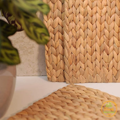Boho Place Mats Set of 4, Square Table Mats Set of 4, Woven Placemats for Round Table, Chargers for Dinner Plates, Woven Chargers, Home Plate Mat, Outdoor Placemats, Manteles Individuales De Mesa