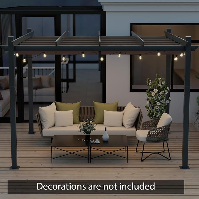 Tangkula 10x12 Ft Pergola, Heavy-Duty Aluminum Outdoor Pergola - Image 9