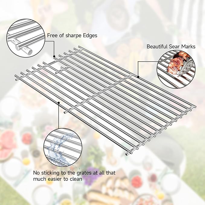 7637 17.5 Inch Stainless Steel Cooking Grates for Weber Spirit I & II 200 Series Spirit E210 Spirit E220 Spirit S210, Spirit S220 with Front Control Weber Spirit 200 Grill Grates