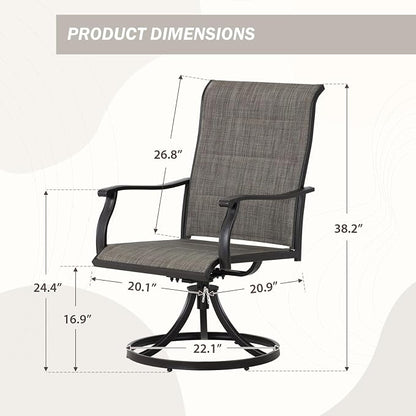 Outdoor 360-degree Swivel Dining Chairs Set of 4, Ergonomic Designed, Breathable - Image 3