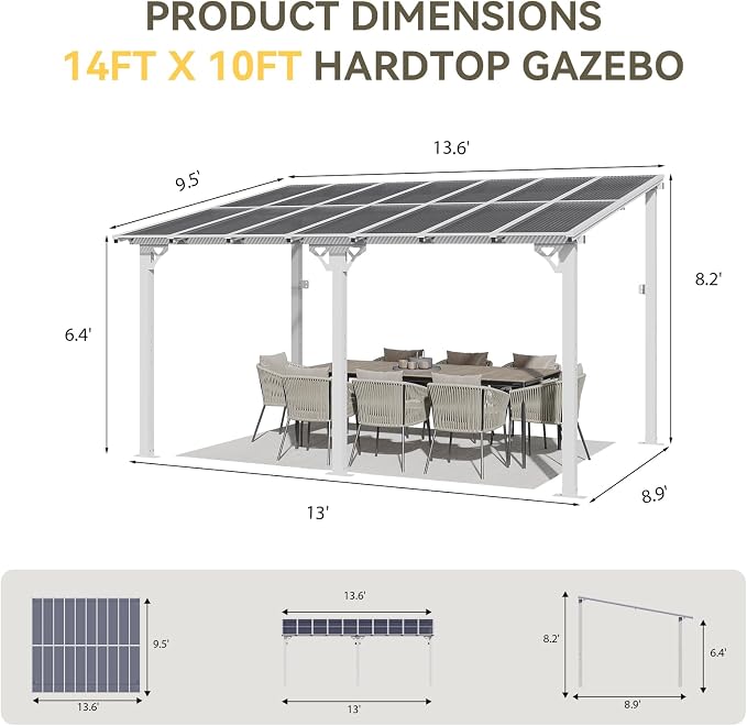 Aoxun 14’x10’ Gazebo for Patio, Gazebo Pergola - Image 2