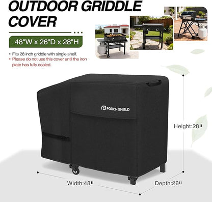Porch Shield Griddle Cover for Blackstone 28 inch Single Shelf Griddle, Waterproof and Fade Resistant 600D Gas Grill Cover Fits for Most 2 Burner Flap Top Grill