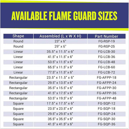 American Fire Products | Tempered Glass Flame Guard for 19” Round Drop-in Fire Pit Pans | Outdoor Wind Guard with Aluminum Fire-Resistant Brackets & Non-Slip Feet | 23-inch x 6-inch